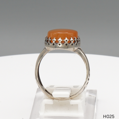 925 Silber Herrenring mit echtem Jemen Achat - Aqeeq Yamani