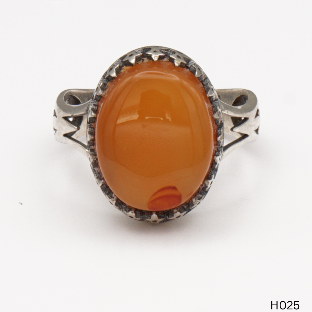 925 Silber Herrenring mit echtem Jemen Achat - Aqeeq Yamani