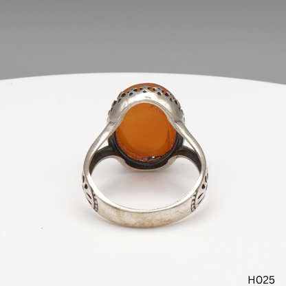 925 Silber Herrenring mit echtem Jemen Achat - Aqeeq Yamani