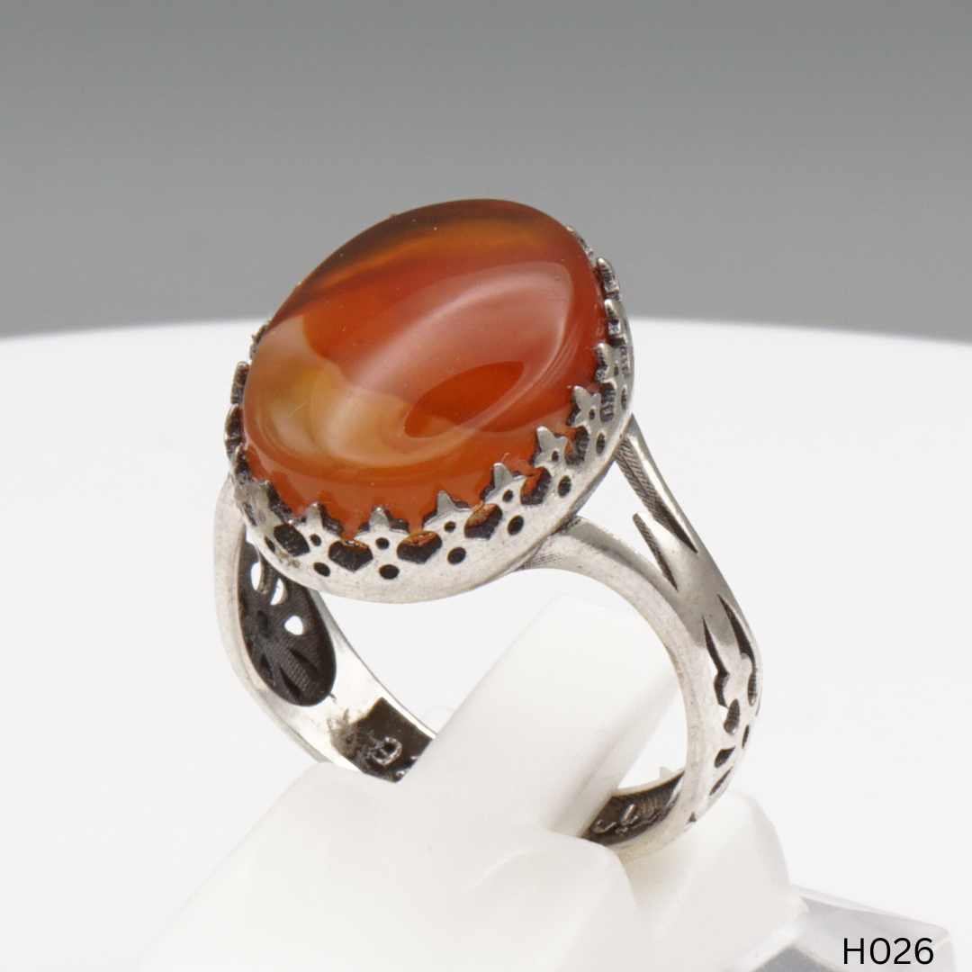 925 Silber Herrenring mit echtem Jemen Achat - Aqeeq Yamani