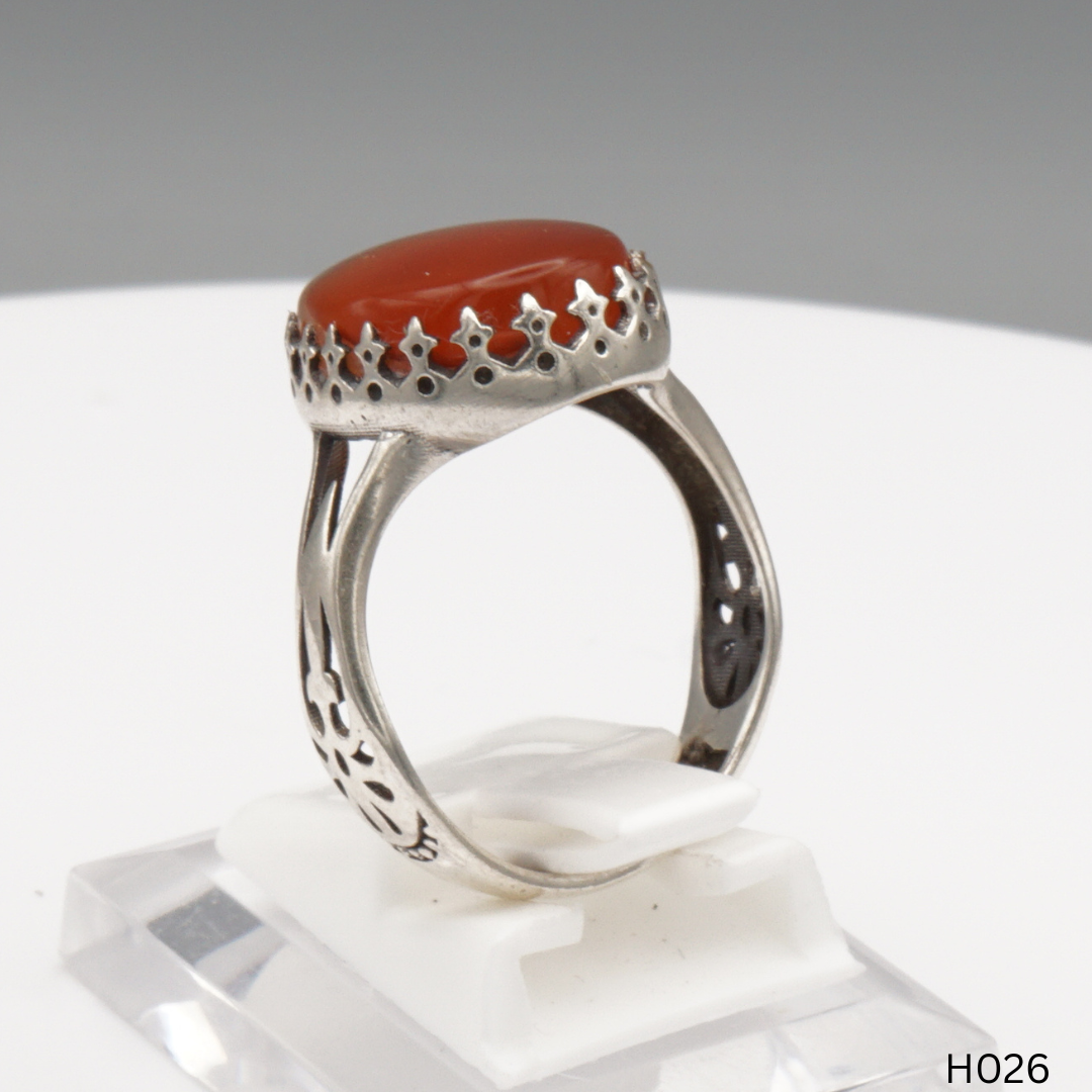 925 Silber Herrenring mit echtem Jemen Achat - Aqeeq Yamani