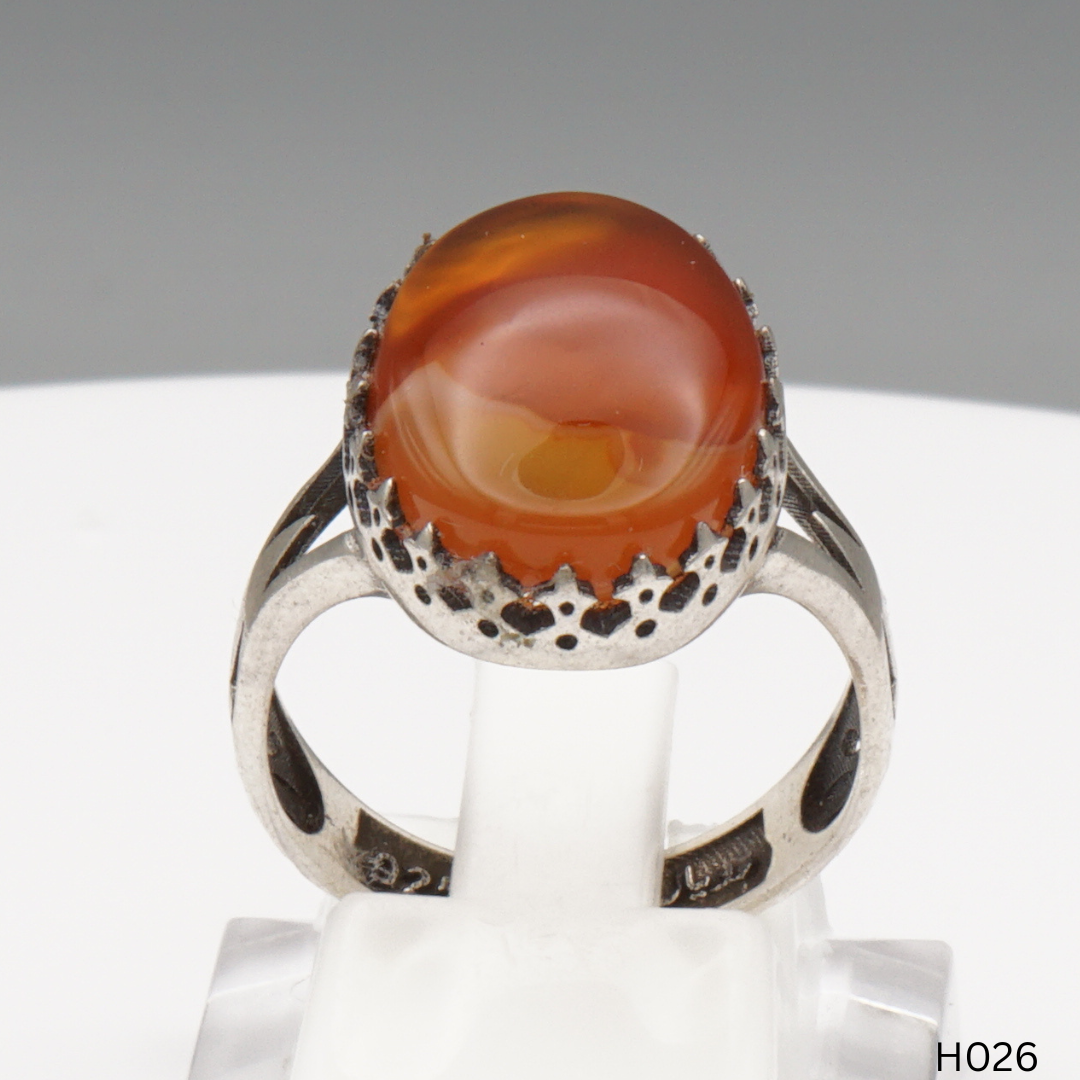 925 Silber Herrenring mit echtem Jemen Achat - Aqeeq Yamani