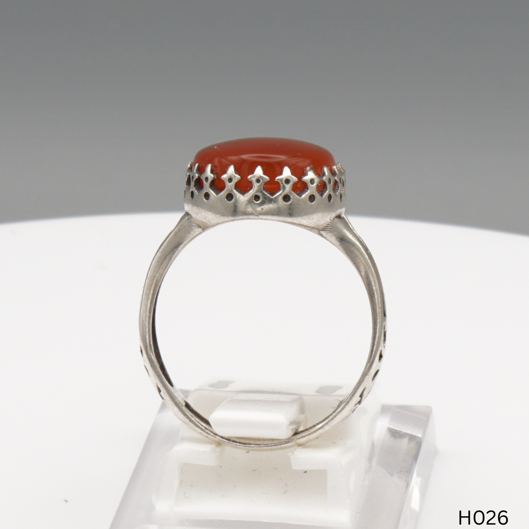 925 Silber Herrenring mit echtem Jemen Achat - Aqeeq Yamani