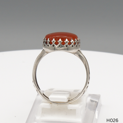 925 Silber Herrenring mit echtem Jemen Achat - Aqeeq Yamani