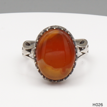 925 Silber Herrenring mit echtem Jemen Achat - Aqeeq Yamani