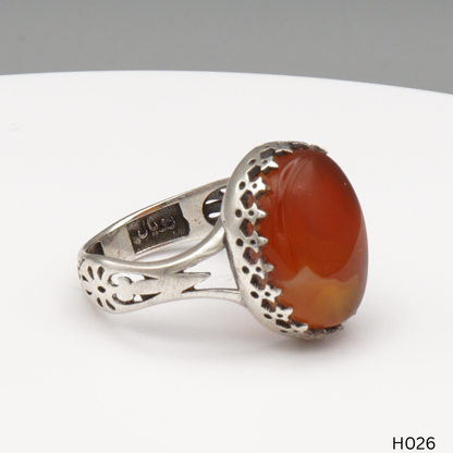 925 Silber Herrenring mit echtem Jemen Achat - Aqeeq Yamani