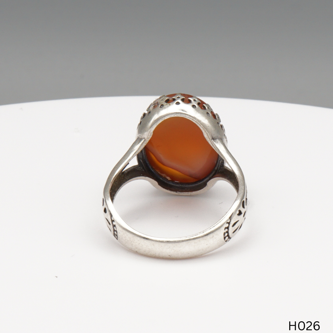 925 Silber Herrenring mit echtem Jemen Achat - Aqeeq Yamani