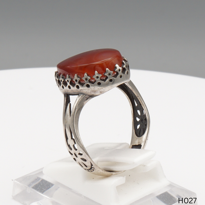 925 Silber Herrenring mit echtem Jemen Achat - Aqeeq Yamani