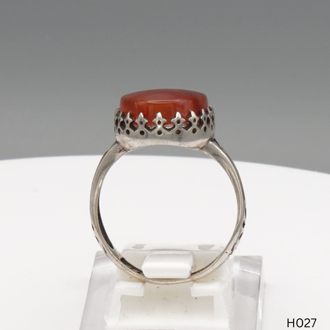 925 Silber Herrenring mit echtem Jemen Achat - Aqeeq Yamani