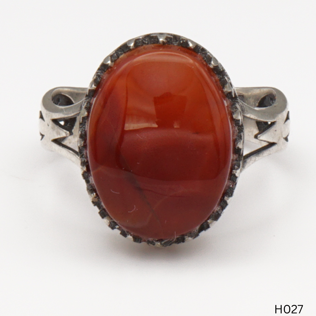 925 Silber Herrenring mit echtem Jemen Achat - Aqeeq Yamani