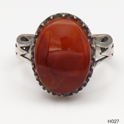 925 Silber Herrenring mit echtem Jemen Achat - Aqeeq Yamani