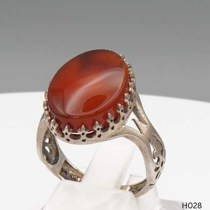925 Silber Herrenring mit echtem Jemen Achat - Aqeeq Yamani