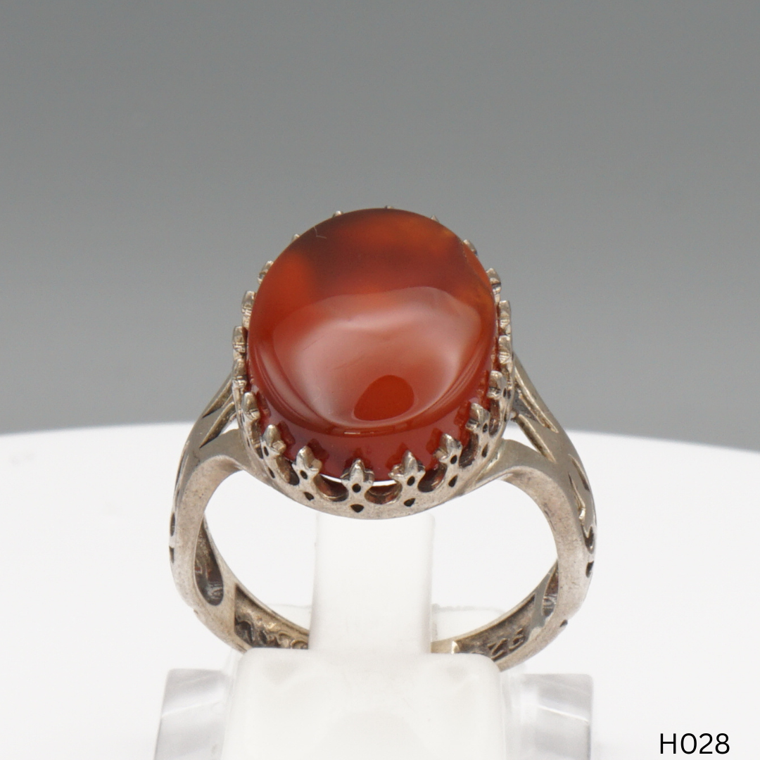 925 Silber Herrenring mit echtem Jemen Achat - Aqeeq Yamani