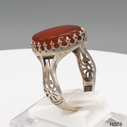 925 Silber Herrenring mit echtem Jemen Achat - Aqeeq Yamani