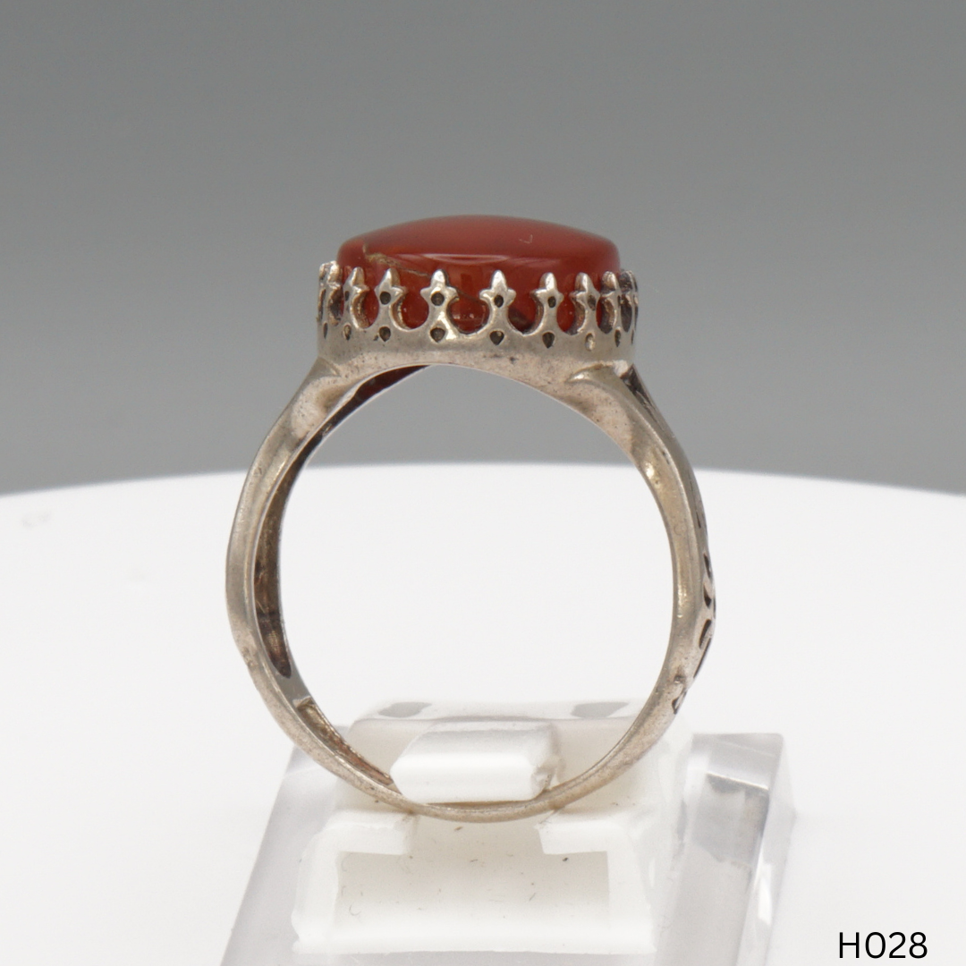 925 Silber Herrenring mit echtem Jemen Achat - Aqeeq Yamani