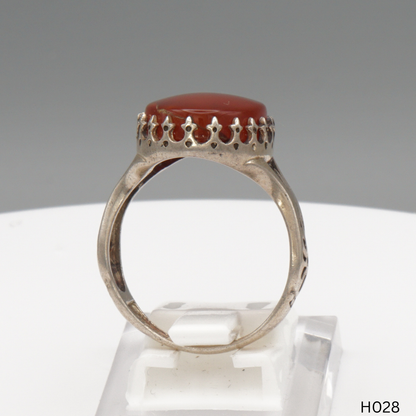 925 Silber Herrenring mit echtem Jemen Achat - Aqeeq Yamani
