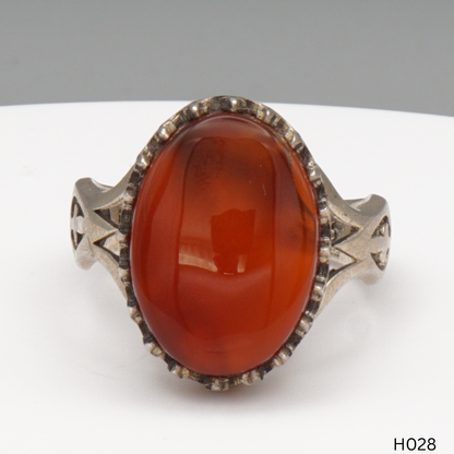 925 Silber Herrenring mit echtem Jemen Achat - Aqeeq Yamani