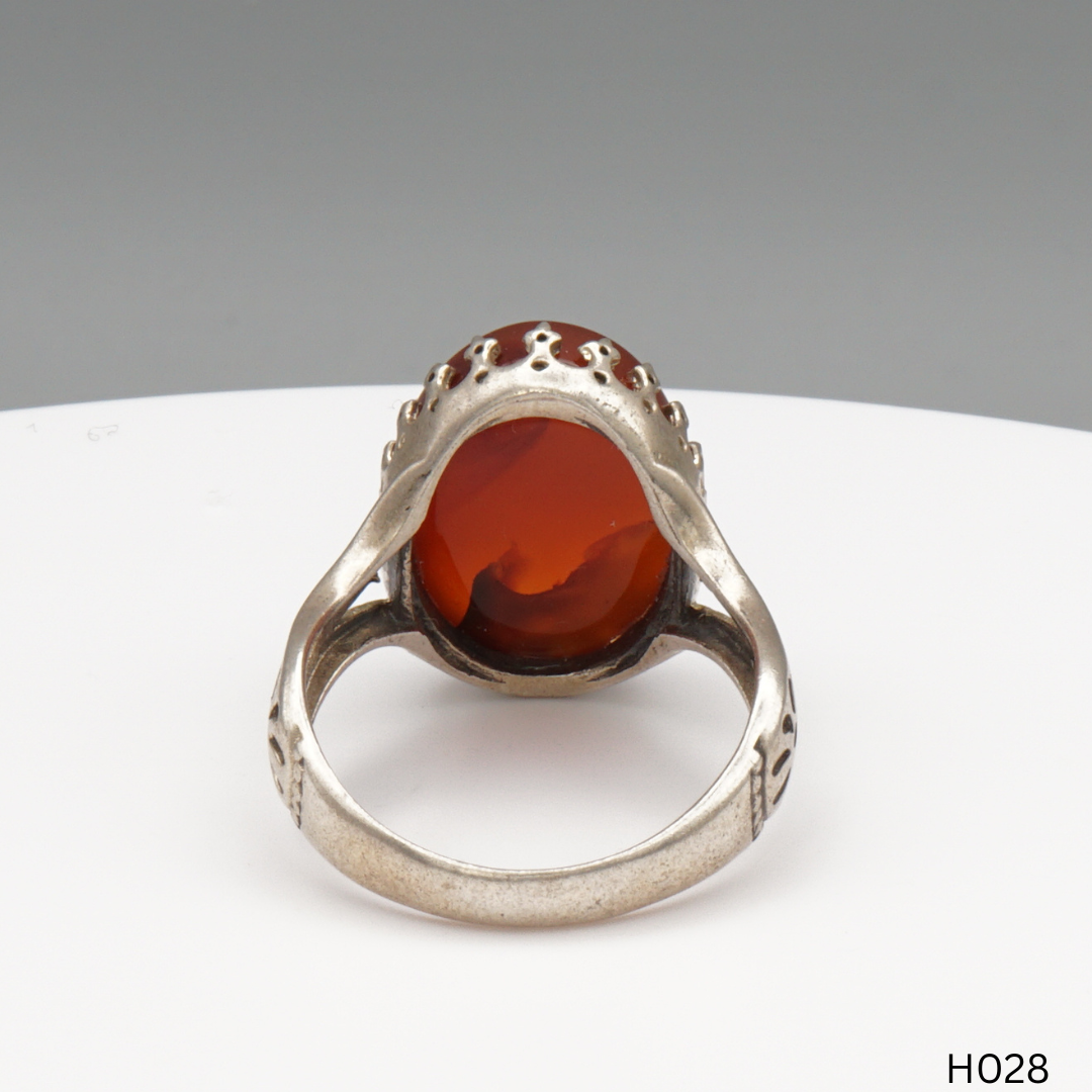 925 Silber Herrenring mit echtem Jemen Achat - Aqeeq Yamani