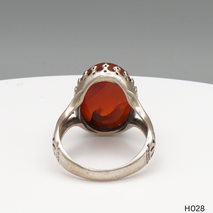 925 Silber Herrenring mit echtem Jemen Achat - Aqeeq Yamani