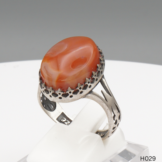 925 Silber Herrenring mit echtem Jemen Achat - Aqeeq Yamani