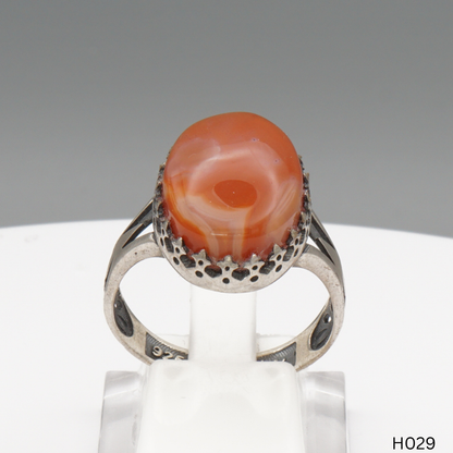 925 Silber Herrenring mit echtem Jemen Achat - Aqeeq Yamani