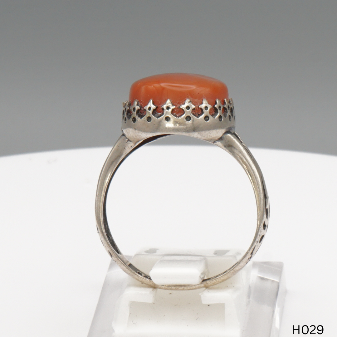 925 Silber Herrenring mit echtem Jemen Achat - Aqeeq Yamani