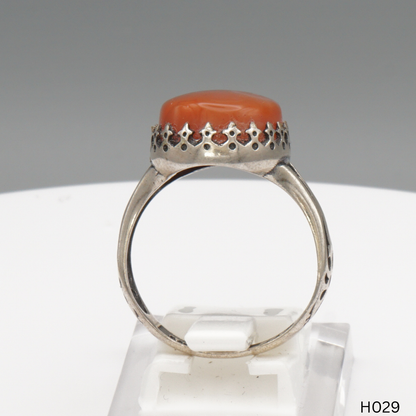 925 Silber Herrenring mit echtem Jemen Achat - Aqeeq Yamani