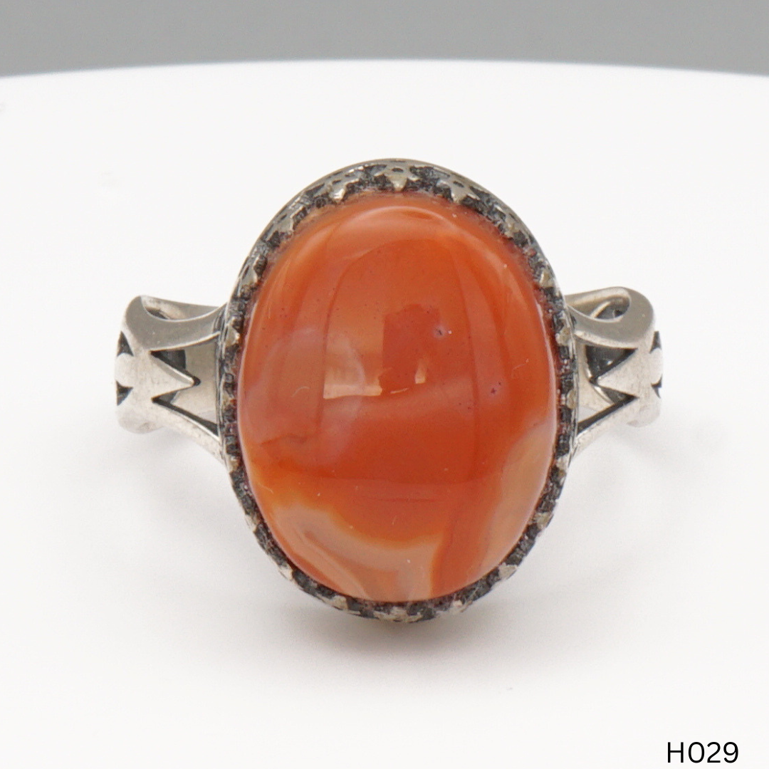 925 Silber Herrenring mit echtem Jemen Achat - Aqeeq Yamani