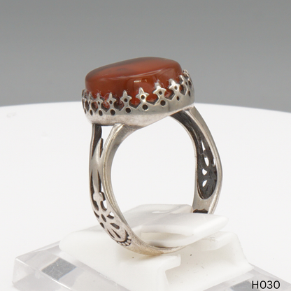 925 Silber Herrenring mit echtem Jemen Achat - Aqeeq Yamani