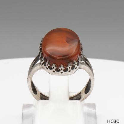 925 Silber Herrenring mit echtem Jemen Achat - Aqeeq Yamani