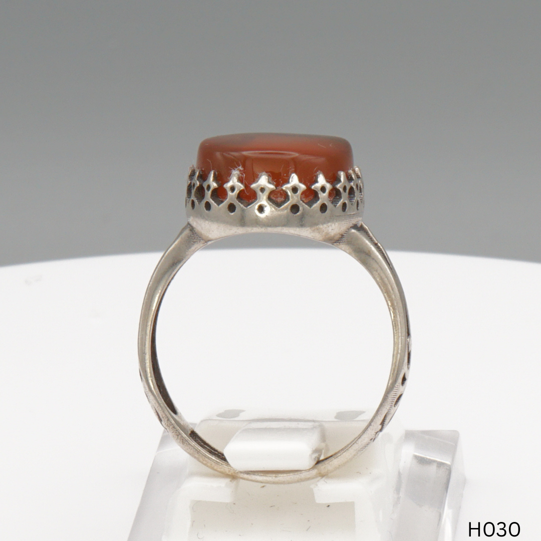 925 Silber Herrenring mit echtem Jemen Achat - Aqeeq Yamani
