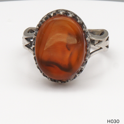 925 Silber Herrenring mit echtem Jemen Achat - Aqeeq Yamani