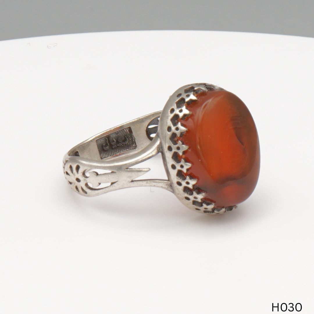 925 Silber Herrenring mit echtem Jemen Achat - Aqeeq Yamani