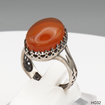 925 Silber Herrenring mit echtem Jemen Achat - Aqeeq Yamani