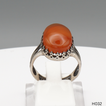 925 Silber Herrenring mit echtem Jemen Achat - Aqeeq Yamani