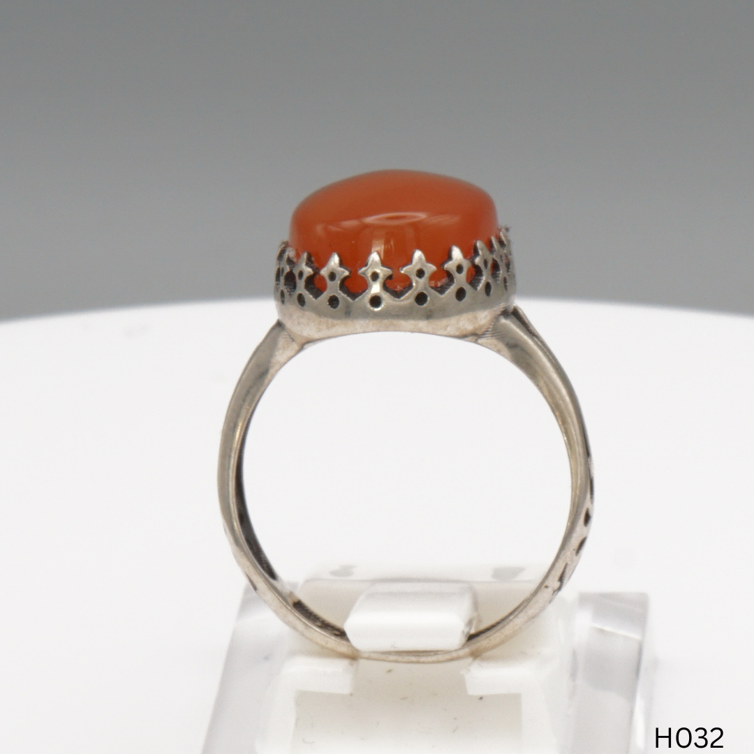 925 Silber Herrenring mit echtem Jemen Achat - Aqeeq Yamani