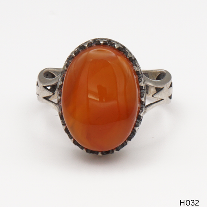 925 Silber Herrenring mit echtem Jemen Achat - Aqeeq Yamani