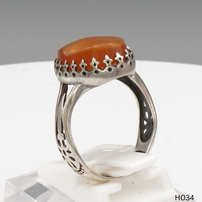 925 Silber Herrenring mit echtem Jemen Achat - Aqeeq Yamani