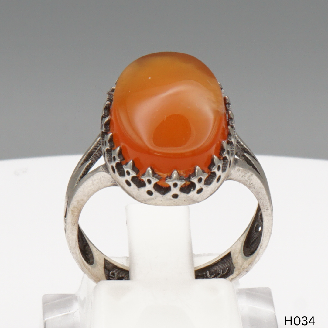 925 Silber Herrenring mit echtem Jemen Achat - Aqeeq Yamani