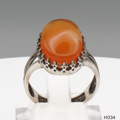 925 Silber Herrenring mit echtem Jemen Achat - Aqeeq Yamani