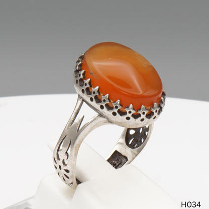 925 Silber Herrenring mit echtem Jemen Achat - Aqeeq Yamani