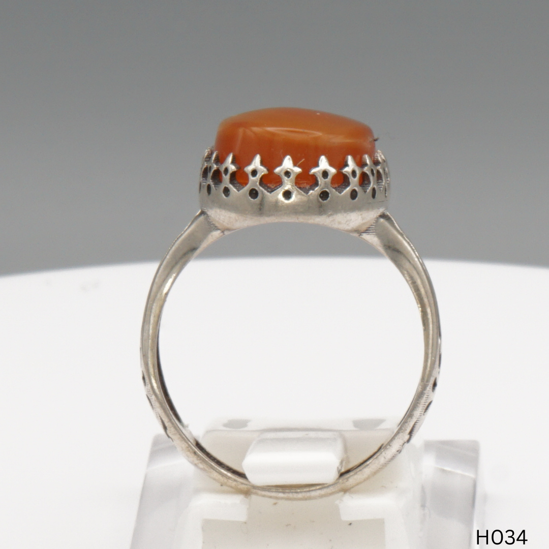 925 Silber Herrenring mit echtem Jemen Achat - Aqeeq Yamani