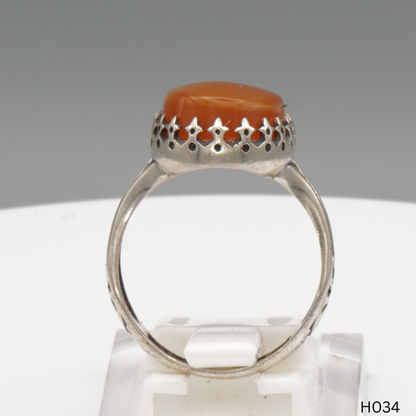 925 Silber Herrenring mit echtem Jemen Achat - Aqeeq Yamani