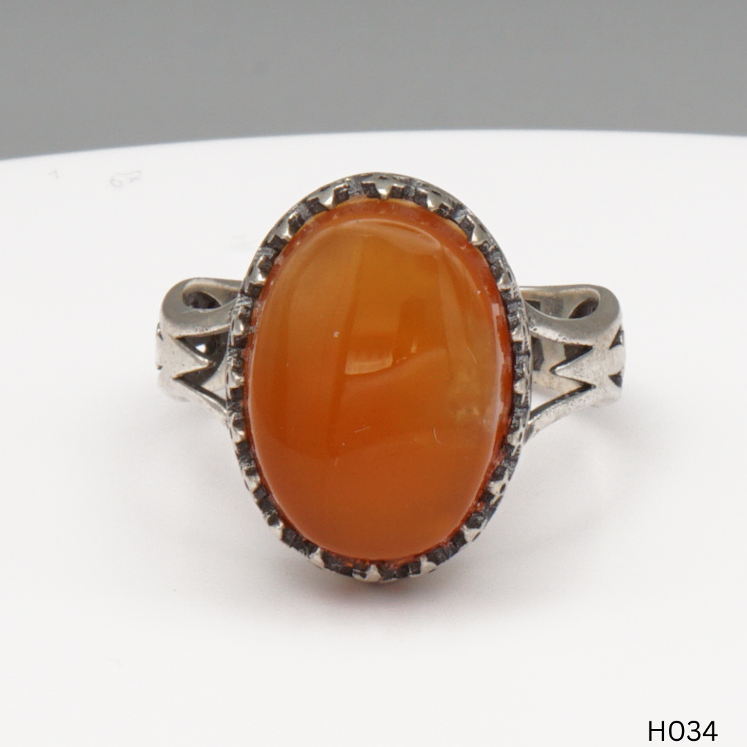925 Silber Herrenring mit echtem Jemen Achat - Aqeeq Yamani