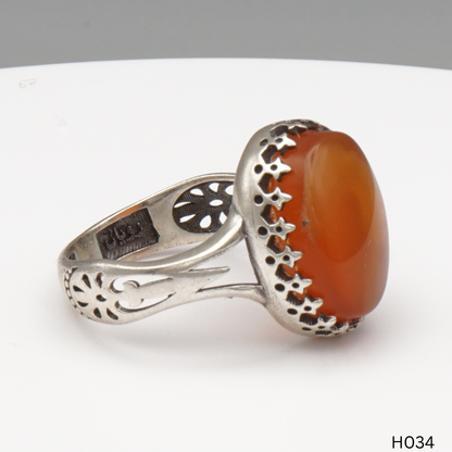 925 Silber Herrenring mit echtem Jemen Achat - Aqeeq Yamani