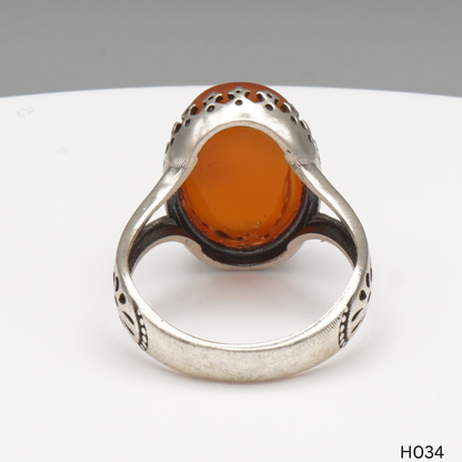 925 Silber Herrenring mit echtem Jemen Achat - Aqeeq Yamani