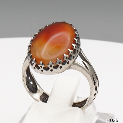 925 Silber Herrenring mit echtem Jemen Achat - Aqeeq Yamani