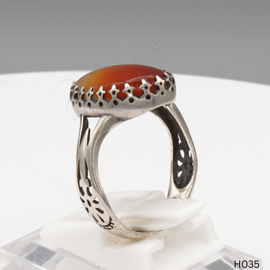 925 Silber Herrenring mit echtem Jemen Achat - Aqeeq Yamani