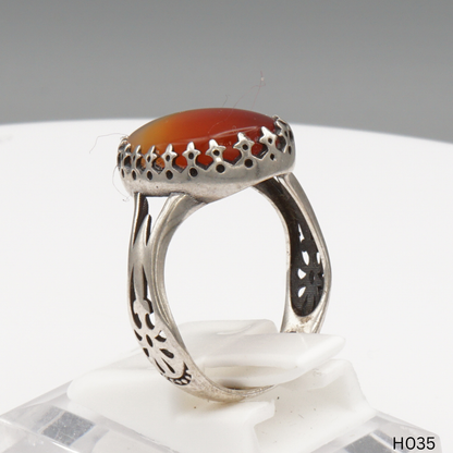 925 Silber Herrenring mit echtem Jemen Achat - Aqeeq Yamani
