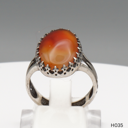 925 Silber Herrenring mit echtem Jemen Achat - Aqeeq Yamani
